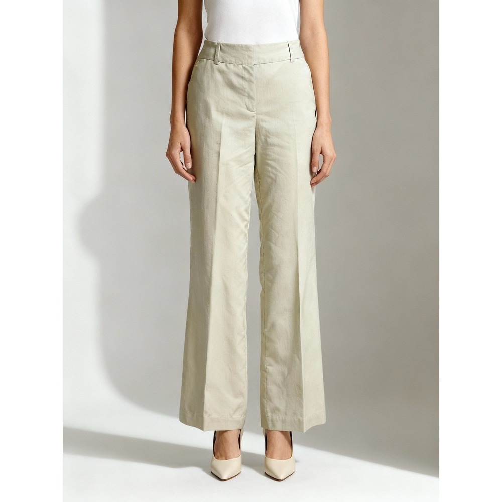 Modern Fit Wide Leg Trousers Beige Tan Professional Work Pants Size 8